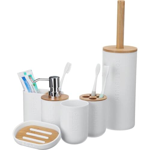 Bamboo toilet toothpaste rack gargle cup toothbrush rack bathroom wash suit