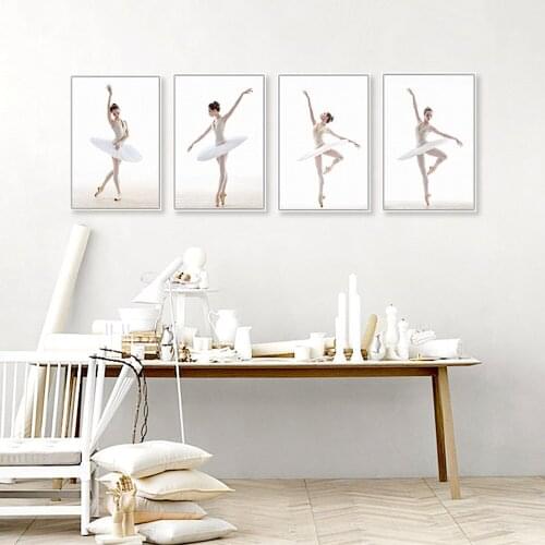 White Swan Ballet Painting Wall Poster Living Room Decorational Picture wall art canvas Dancing room Mural