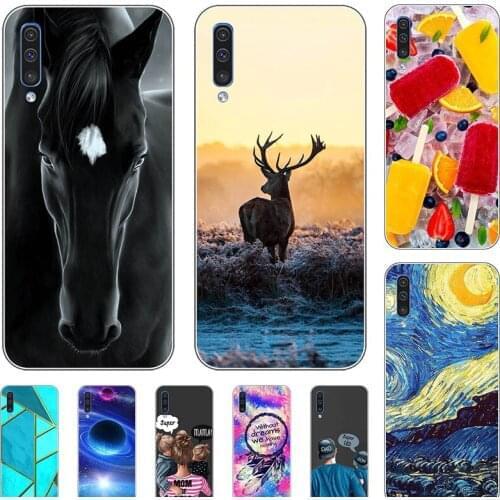 Fashion Bumper Cute Case For Samsung Galaxy A50 A505 A50S A507 A70S A707 A70 A705 Case Soft Silicone Cat Horse Flower Cover