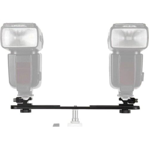Dual Hot Shoe Flash Bracket Mount + 2pcs Hot Shoe Mounts Switcher Metal Bracket