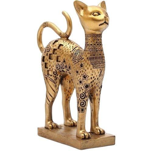 Antique Cat Figurine Big size Gold Cat Decor Gift Home Office Decor 19Cm x 7 Cm Reflect Ancient Egyptian Culture