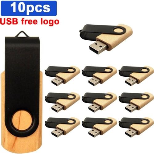 10pcs/lot Wooden stick USB flash drive pendrive 16GB 32GB 64GB 128GB USB creative memory stick 2.0 u disk memoria usb free logo