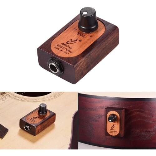 Self-adhesive Wooden Guitar Pickup Transducer with Volume Control for Acoustic Classic Folk Guitar Ukulele Violin Cajon