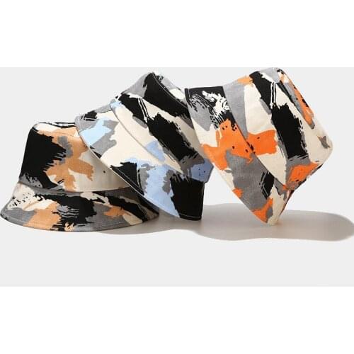 Camouflage Tie Dye Embroidered Double Sided Bucket Hat Fisherman Hat Outdoor Travel Hat Sun Cap Hats for Women Men Hip Hop Cap