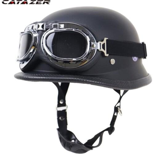 Classic Locomotive Retro Helmet German Helmet Motorcycle Helmet Outdoor Riding Bicycle Half Helmet with Glasses