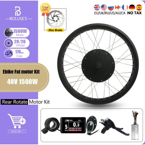 Fat Ebike 48V 1500W Rear Rotate 20" 26" 4.0 Fat Wide Tyre Wheel Hub Motor Rear Fork 170mm For Electric Snow Bike Conversion Kit
