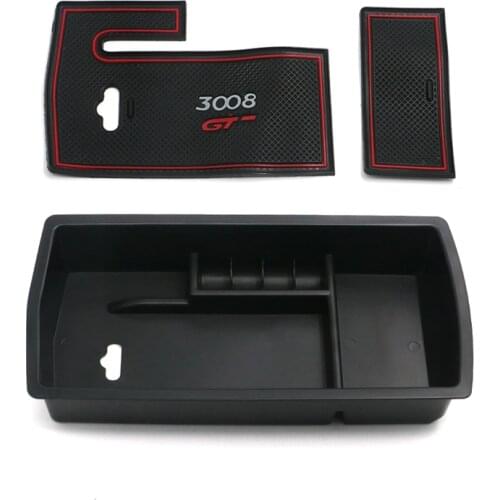 Center Console Armrest Storage Box for Peugeot 3008 GT 5008 2017 2018 2019 2020 2021 Car Black Interior Organizer Accessories