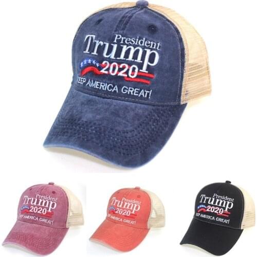 Trump Hat 2020 Hot USA Presidential Election Washed Embroidered Baseball Cap Men Women Sun Hat Summer Factory Sale Trucker Hats