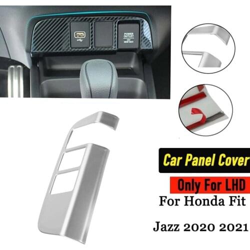 Matte Silver Car -Cigarette Lighter Panel Decoration Cover Trim Accessories Car Styling for Honda Fit Jazz 2020 2021