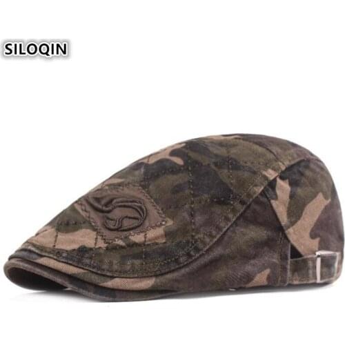 SILOQIN 2020 New Camouflage Hat Mens Fashion Cotton Berets Brand Caps Adjustable Size Dads Hats Womens Embroidery Tongue Cap