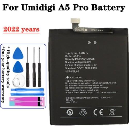 A5 Pro 4150mAh High Capacity Battery For UMI Umidigi A5 Pro A5Pro Phone Replacement Bateria Batteries + Tools