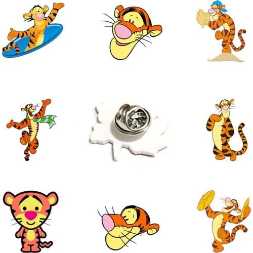 Disney Cartoon Creative Jumping Tiger Lapel Pin Unique Personality Boy Girl Epoxy Resin Acrylic Party Design Accessories Gifts