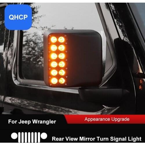 QHCP LED Left Right Rear View Mirror Turn Signal Light LED Bulbs Running Lamp Rearview Side View For Jeep Wrangler JL 2018-2021
