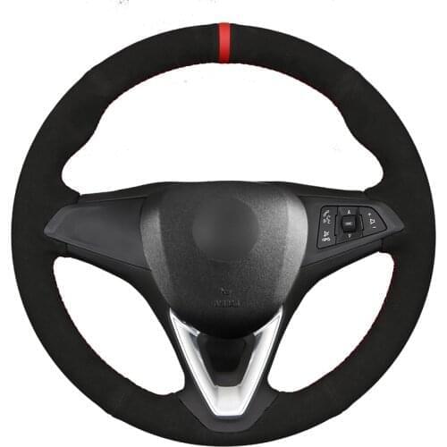 Hand-stitched Black Suede Car Steering Wheel Cover for Opel Astra (K) Corsa (E) Crossland X Grandland X Insignia