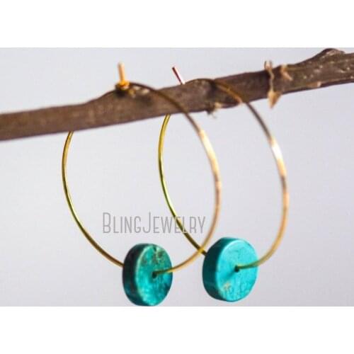 Boho Hoop Turquoise Bead Earrings Blue Bead Earrings Teal Earrings Turquoise Hoop Earrings ER33954