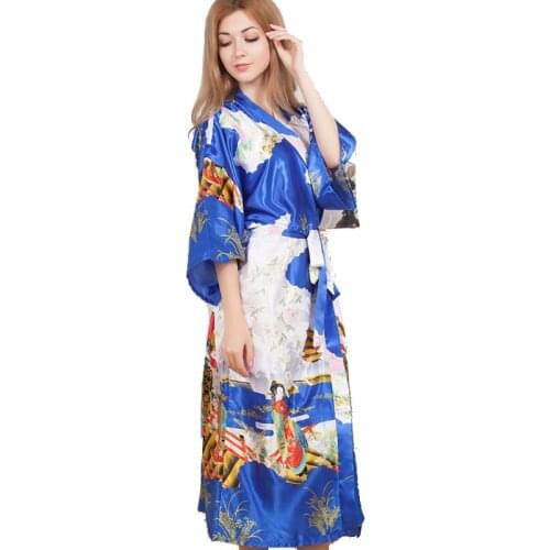 Silk Satin Wedding Bride Bridesmaid Robe Floral Bathrobe Long Kimono Robe Vintage Night Robe Fashion Dressing Gown For Women
