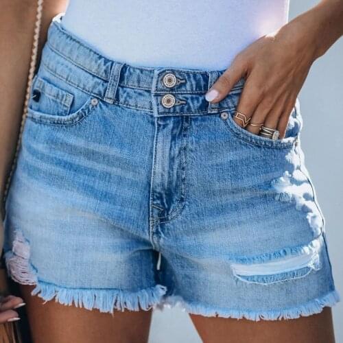 Tassel Button Shorts Women Casual 2020 High Waist Sexy Rave Jean Short Pockets Denim Shorts