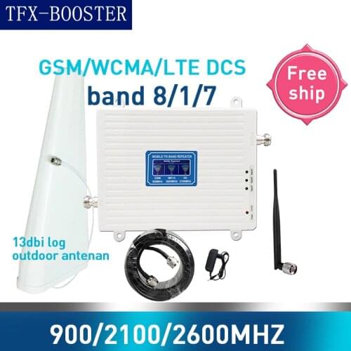 TFX-BOOSTER 900/2100/2600mhz Cellular Amplifier gsm repeater 2G 3G 4G Mobile Network Booster GSM UMTS LTE DCS 13DBI ANTENNA