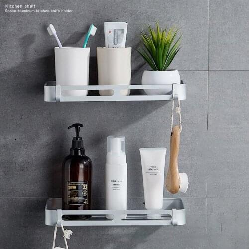 Corner Bathroom Shelf No Drilling Aluminum Shampoo Holder Wall Mounted Triangle Shelves For Kitchen Toilet Bathroom Accessories