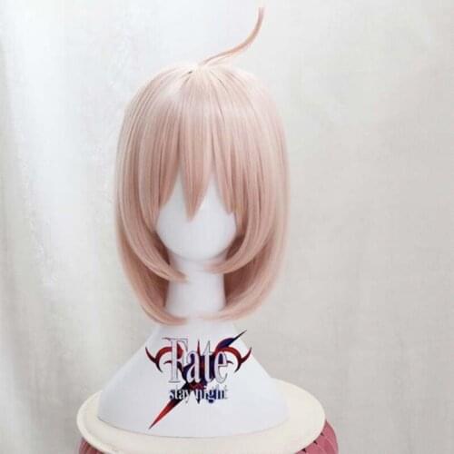 Japanese Game Fate Grand Order Cosplay Wig Okita Souji Cosplay Saber Short Pink Women Girls Cosplay Accessory FGO Hair Fate GO