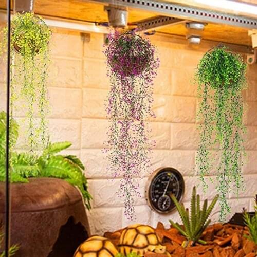 Green Aquarium Ornament Bright Color Plastic Fish Tank Simulation Decor Rattan Cane Garden Natural Decorations Accessories