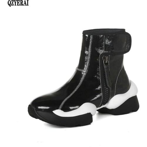 2020 Leisure big size 42 Genuine Leather Brand Design Comfortable Ankle Boots Woman Shoes Women Boots Female Sneakers