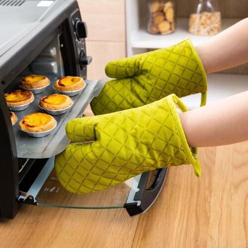 1 Pair Silicone Heat-Insulating Gloves High Temperature Resistant Kitchen Oven Special Baking Gloves