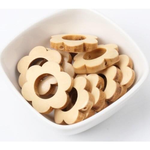 10pcs Natural Flower Garland Pattern Wooden Spacer Beads For Jewelry making DIY 26mm MT1499X