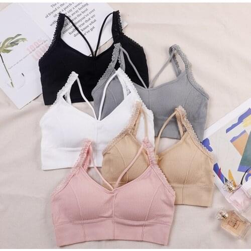 2022 Lace Underwear Girls Sexy Bralette Tube Tops Solid Color Sport Bra Top Vest Women Wireless Lingerie Fitness Bra Sportswear