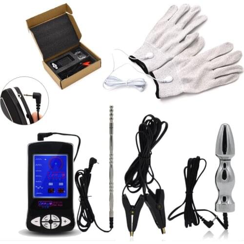 Sex Orgasm Electro Sex Kit Electro Shock Cock Ring Massage Pad Nipple Clamps Anal Plug Medical Themed Sex Toys For Men Woman GAY