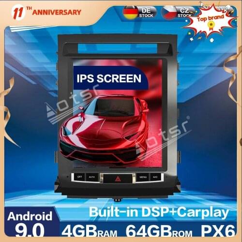 Aorts Tesla Style PX6 Android 9.0 4+64GB For TOYOTA LAND CRUISER LC200 2008 -2015 Car Radio Player Auto Stereo HD GPS Navigation