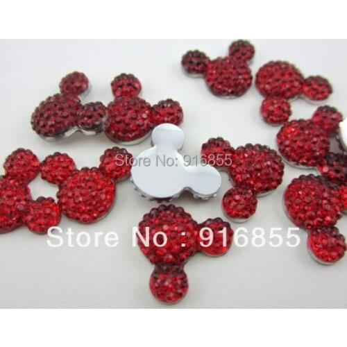 Free shipping 30pcs/lot 16*12mm red mickey Cartton Stones Beads, Flatback resin rhinestone For Phone case decoration