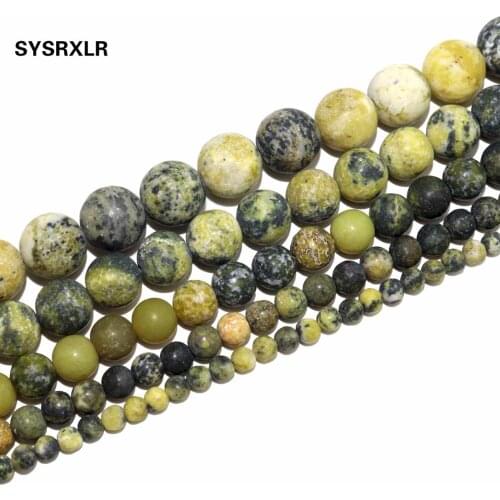 Free Shipping Dull Polish Natural Stone Yellow Turquoises Round Beads For Jewelry Making DIY Bracelet Necklace 4/6/8/10/12 MM