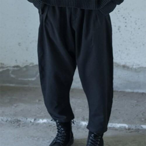 Autumn and winter mens new contracted loose casual pants thin leg design high - quality personality wool pants