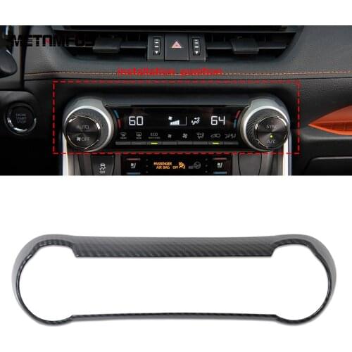 For Toyota Rav4 Rav 4 2019-2021 Carbon Fiber Air Condition Control Switch Button Cover Molding Trim Sticker Interior Accessories