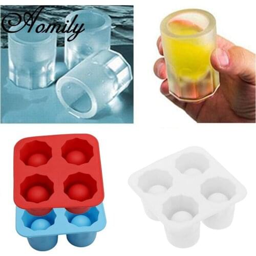 Amoliy Creative 4 Cup Shape Ice Cup Mold Edible Cup Making Silicone Molds Ice Cube Tray Bar Party Beer Ice Drink Chocolate Mold