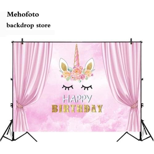 Mehofoto Photography Backdrop Unicorn Birthday Party Background for Family Photographers Pink Backdrops Photo Shoot Cusotm 756
