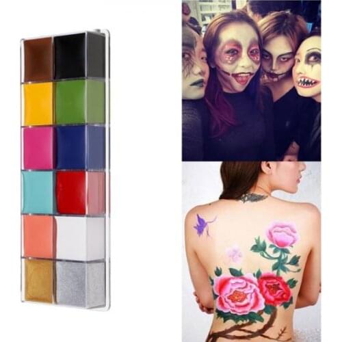 Halloween 12 Colors Face Body Flash Oil Painting Paint Makeup Tool