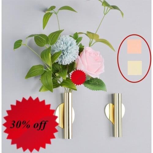 Creative Nordic Wall Hanging Flower Arrangement Tube Vase Golden Living Room Non-porous Wall Decoration Pendant