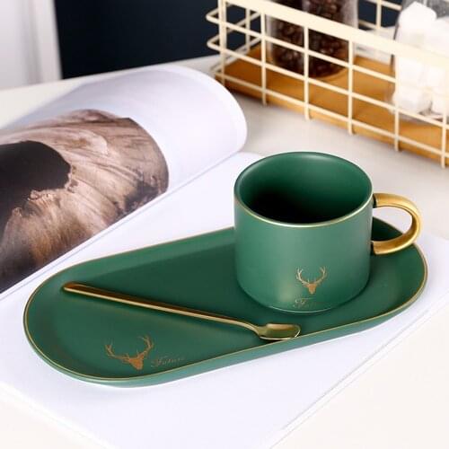 Creative Ceramic Coffee Cup and Saucer Set Nordic Style Breakfast Milk Mug Afternoon Tea Set Coffee Cup and Saucer Set