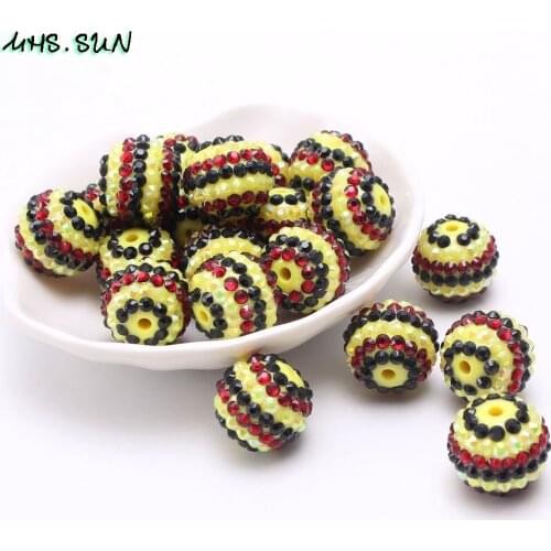 MHS.SUN 50pcs diy necklace resin rhinestone beads stripe ball beads 18mm/20mm/22mm round loose beads for jewelry accessories