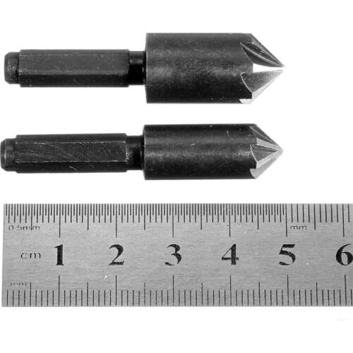2pc 7 Flute Countersink Tool Bit Set Counter Sink Hcs Chamfering Cutter Rose Reamer Chamfer 1/4 Inch(6.35mm) Hex Shank Drill Bit