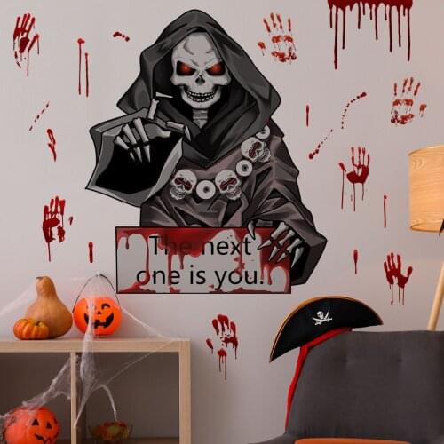 Happy Halloween Wall Stickers Room Decor Terror Bloody Hand Sticker Living Room Bedroom Backdrop Wall Decoration Creative Mural