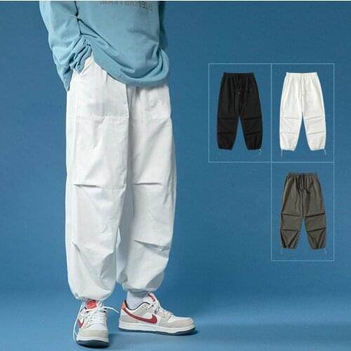 2021 New Overalls Pants Mens Trendy Fashion Spring Loose Nine-point Beam Pants High Waist Japanese Casual Streetwear Trousers