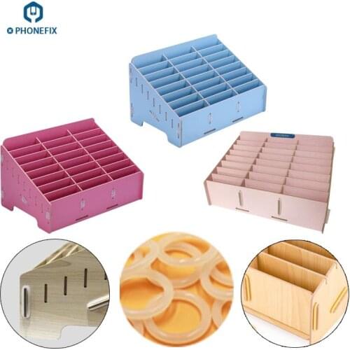 PHONEFIX Phone Tablet Stand Holder Tray Slots Storage Box Mobile Repair Box LCD Refurbish Support Station Phone Storage Box