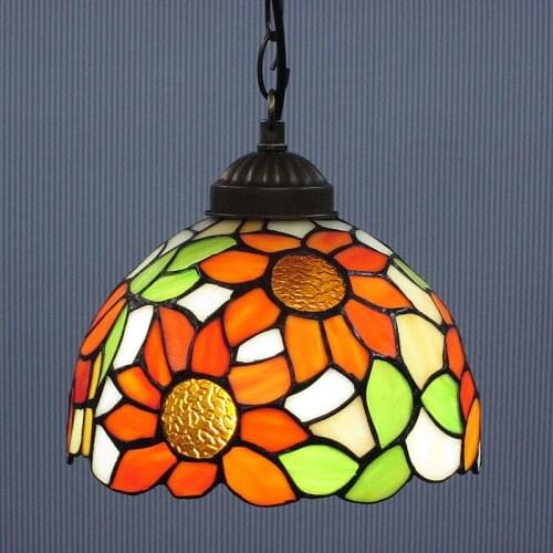 8inch European style sun flower tiffany pendant light stained glass hanging lamps balcony corridor hallway Droplight lighting