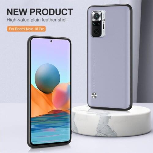 For Redmi Note 10 Pro Case Plain Skin Leather Phone Cover For Xiaomi Redme Redmy Not 9 9s 9t 10s Shockproof Protect Bumper Coque