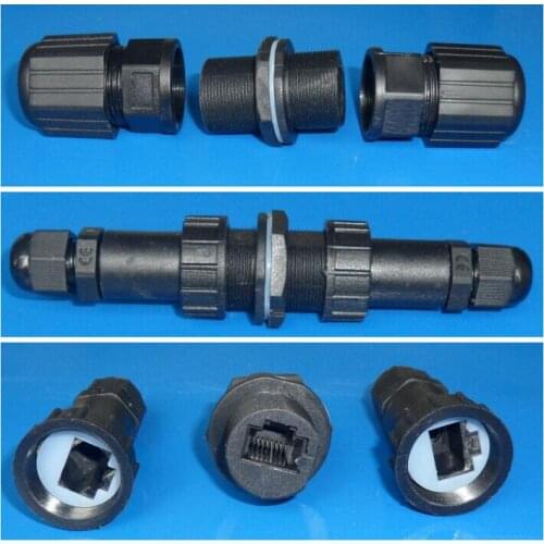 M20 RJ45 Connector / Fixed Panel Installation Ethernet Extend joint / RJ45 Waterproof Socket 10PCS