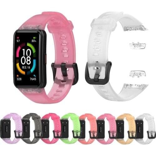 Clear Band for Honor Band 6 Strap Smart Watch Replace Transparent Crystal Bracelet Silicone for Huawei Band 6 Strap Accessory