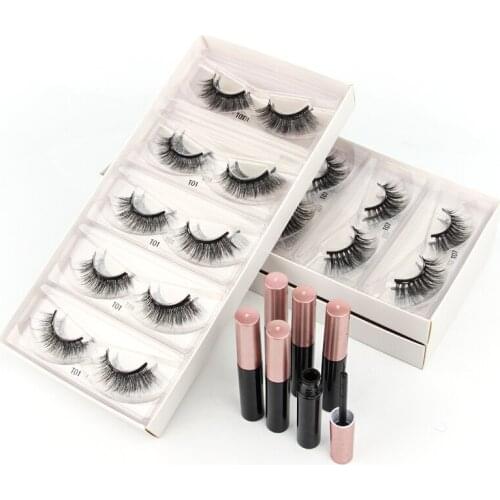 Wholesale Magnetic Eyelashes 3/50/100pcs 3D Mink False Eyelash Magnet Eyeliner Natural Fake Eyelash Set Long Lasting lash Makeup
